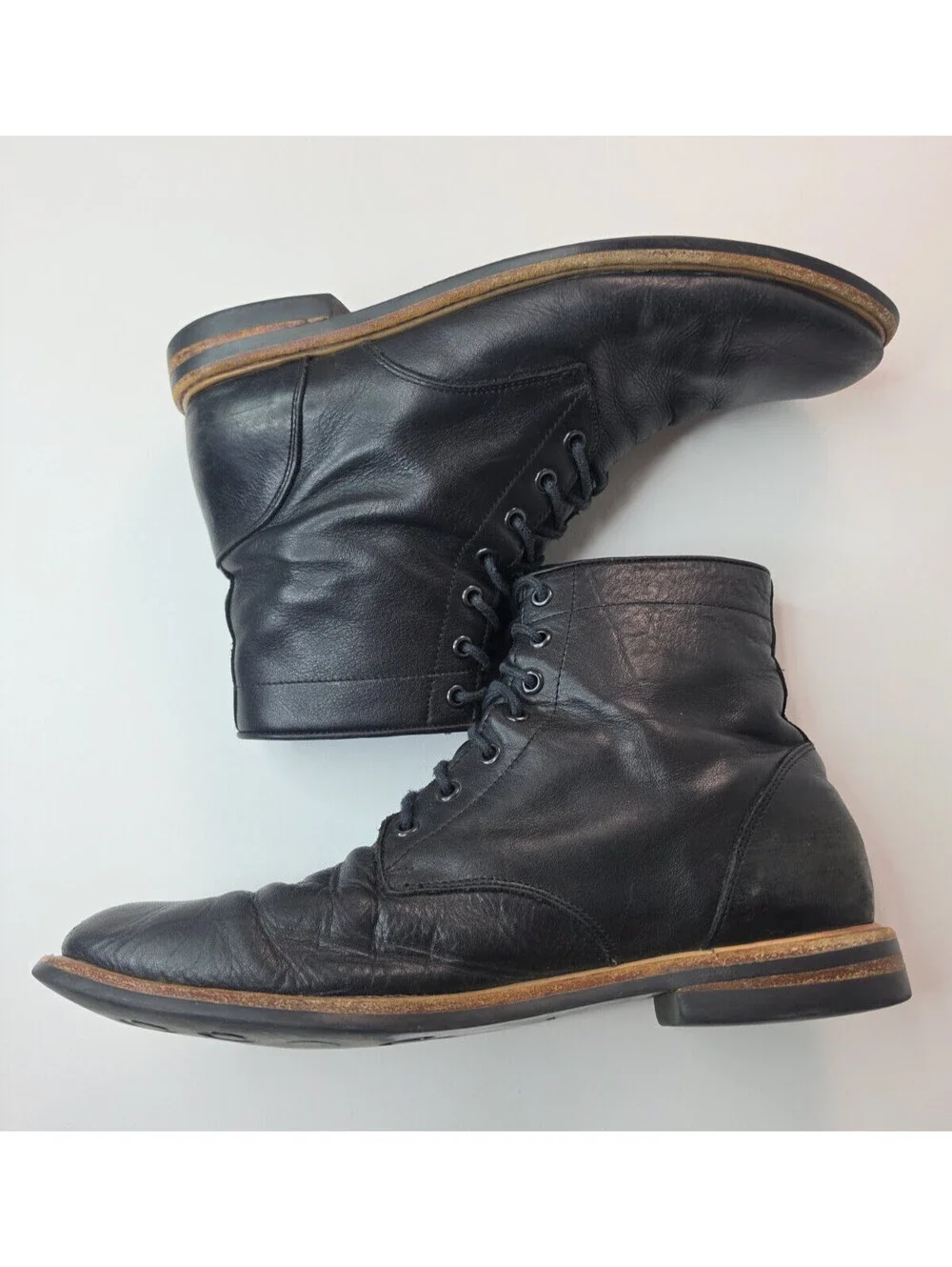 Nisolo Andres Black Soft Leather High Top Lace Up Boots Mens Size 11.5